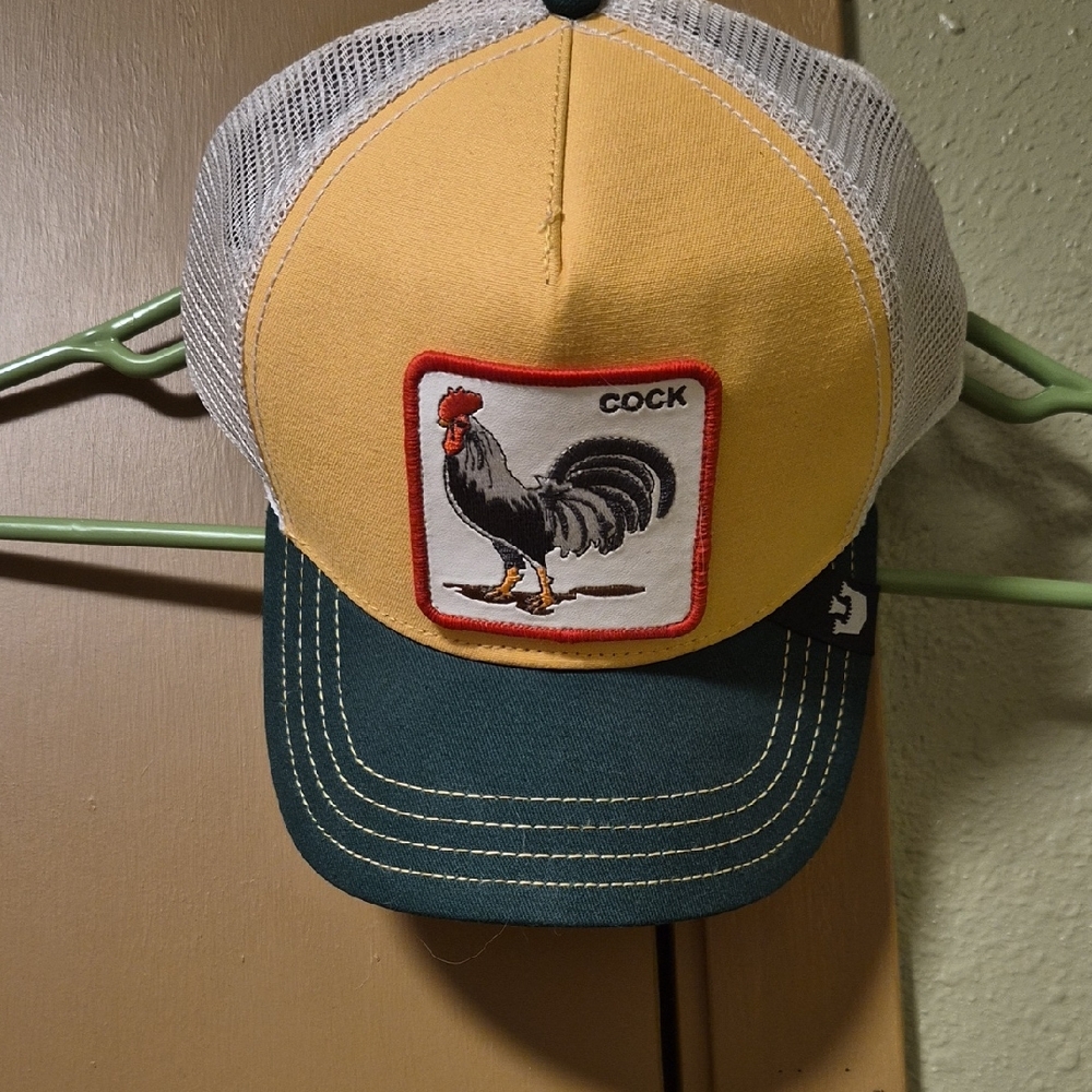 Yellow & Green Rooster Patch Trucker Hat